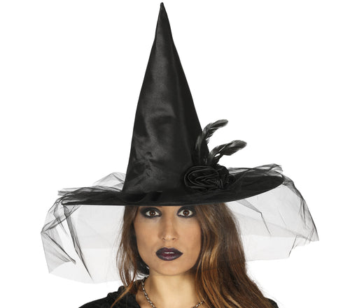 Black Witch Hat With Flower
