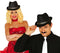 1920s Mascot Gangster Hat Black with Grey and Black Band Themed Dress Up For Adults