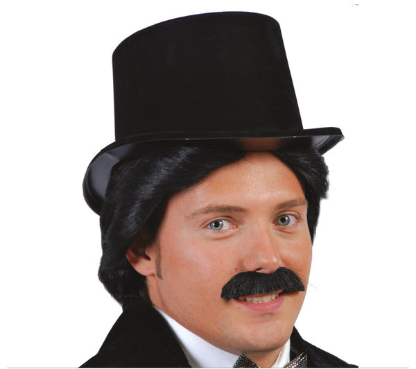 1920s Gangster & Wizardry or Magician Black Flocked Top Hat Fancy Costume for Adults