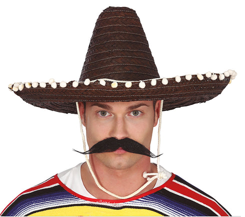 Traditional Mexican Sombrero Straw Hat Adult 50 CM Assorted Color Black Fancy Dress Accessory