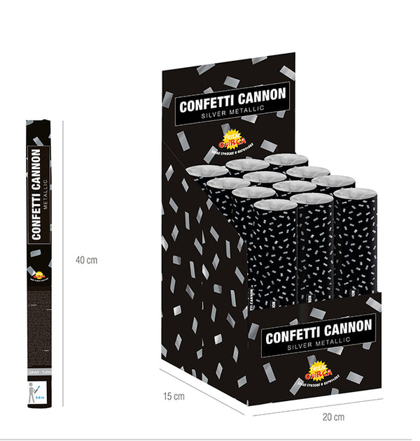 Silver Metallic Confetti Cannon 40CM