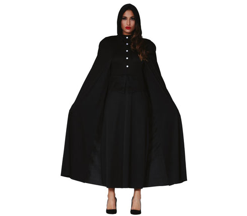 Medieval Halloween Gothic Manor Vampire Adults Black Cape Long With Hood