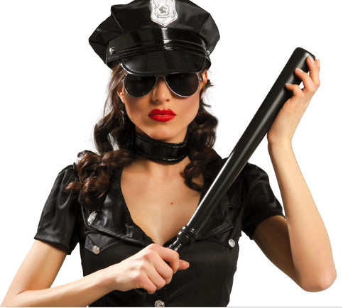 Unisex Cops Black Police Truncheon 51cm With Plastic Nozzle Accessory for Adults