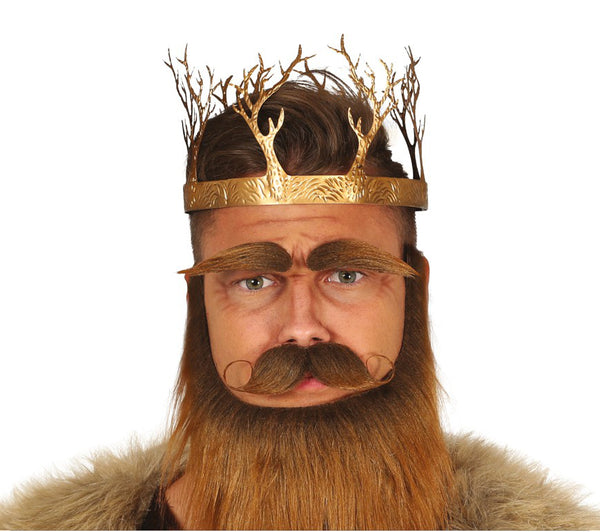 Majestic Medieval Historic King Metallic Golden Crown Adults Fancy Costume Accessory