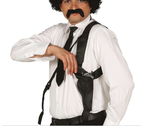 Faux Leather Shoulder Holster With Gun Police Detective Cowboy Fancy Costume Accessory