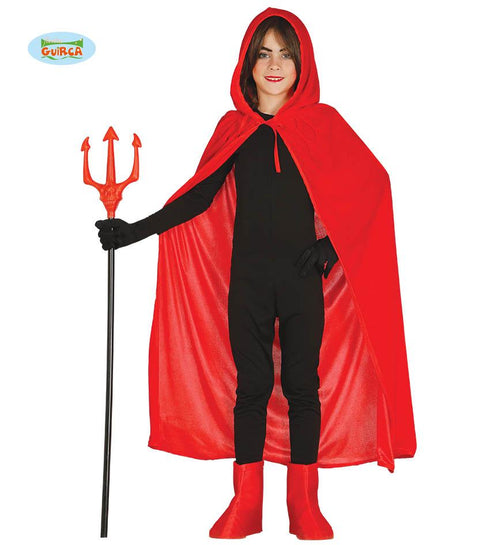 Child Red Velvet Cape With Hood 100CMs