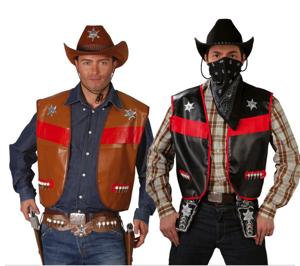 Polyester Assorted Cowboy & Sharif Waistcoat with Cartridge Holders Western Dress