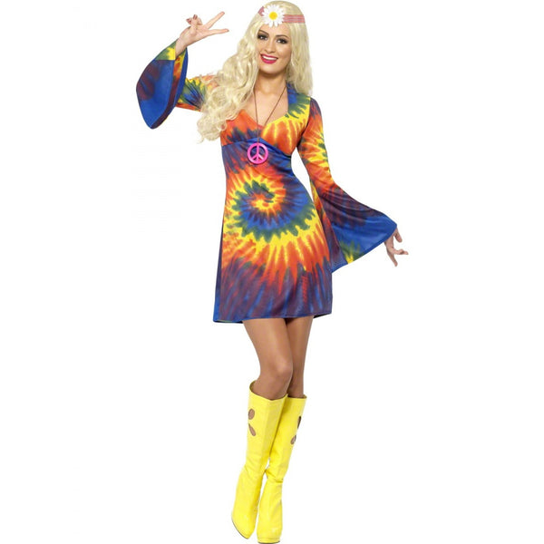 Tie Dye 1960s Hippy Psychedelic Hippie Fancy Dress Costume