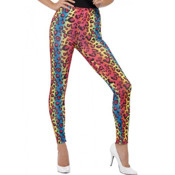 Neon Leopard Print Leggings Multi-Coloured
