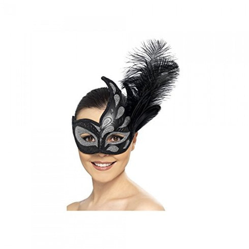 Ornate Masquerade Black & Silver Eyemask