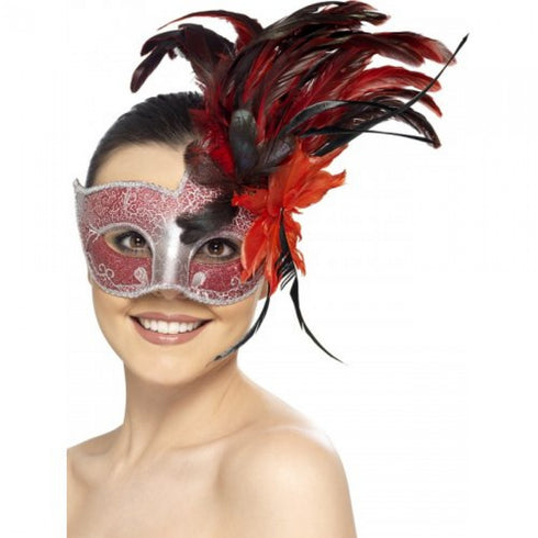 Carninal Angel Masquerade Colombina Crackle Effect Red Eyemask