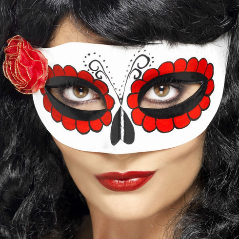 Mexican Day Of The Dead Eyemask With Rose