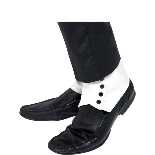 Spats White with Black Buttons