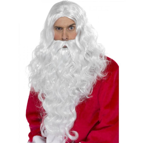 Santa Dress Up Kit, White, with Wig & Beard