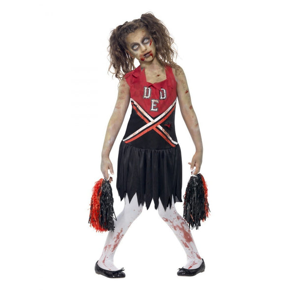 Zombie Cheerleader Costume, Red & Black
