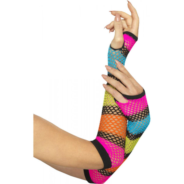 Fishnet Gloves Long Neon