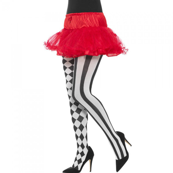 Harlequin Tights White & Black