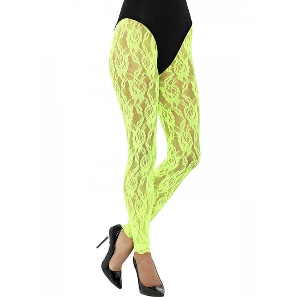80s Lace Leggings Neon Green