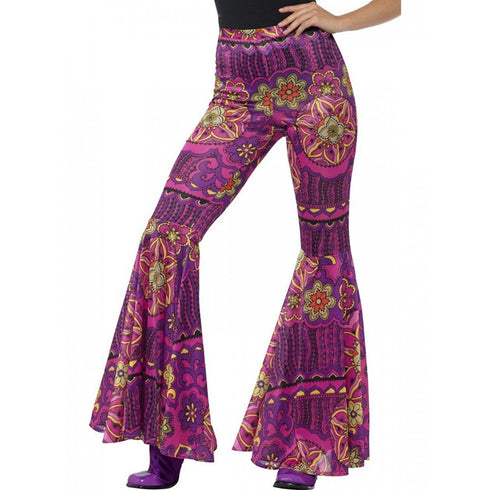 Flared Trousers Ladies Pink Psychedelic