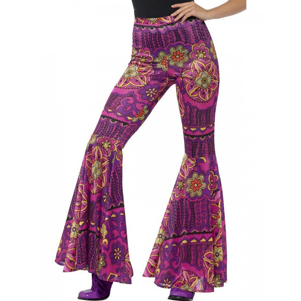 Flared Trousers Ladies Pink Psychedelic
