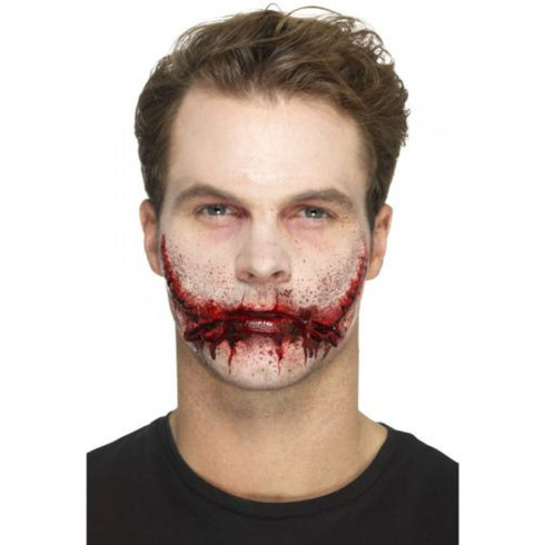 Latex Stitched Smile Prosthetic - Halloween face paint - Costume N Party London E17