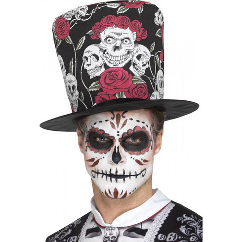 Day of the Dead Skull Rose Top Hat