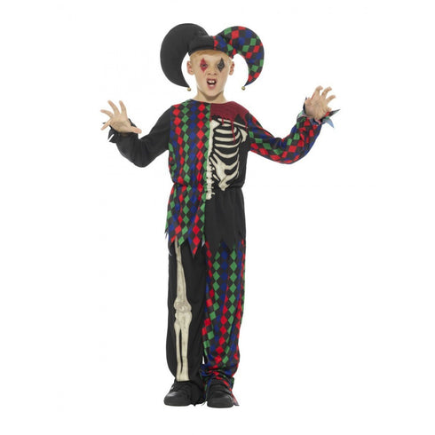 Skeleton Jester Costume, Multi-Coloured