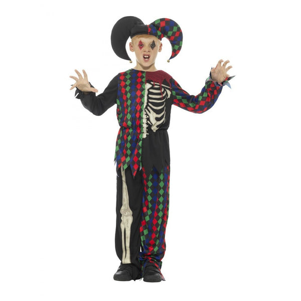 Skeleton Jester Costume, Multi-Coloured