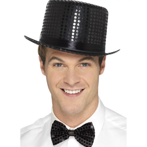 Sequin Top Hat Black