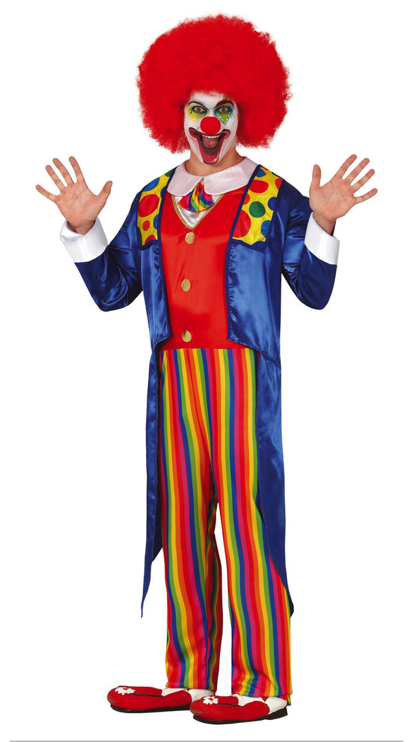 Themed Circus Ringmaster Bright Colorful Adults Clown Costume With Jacket & Jumpsuit