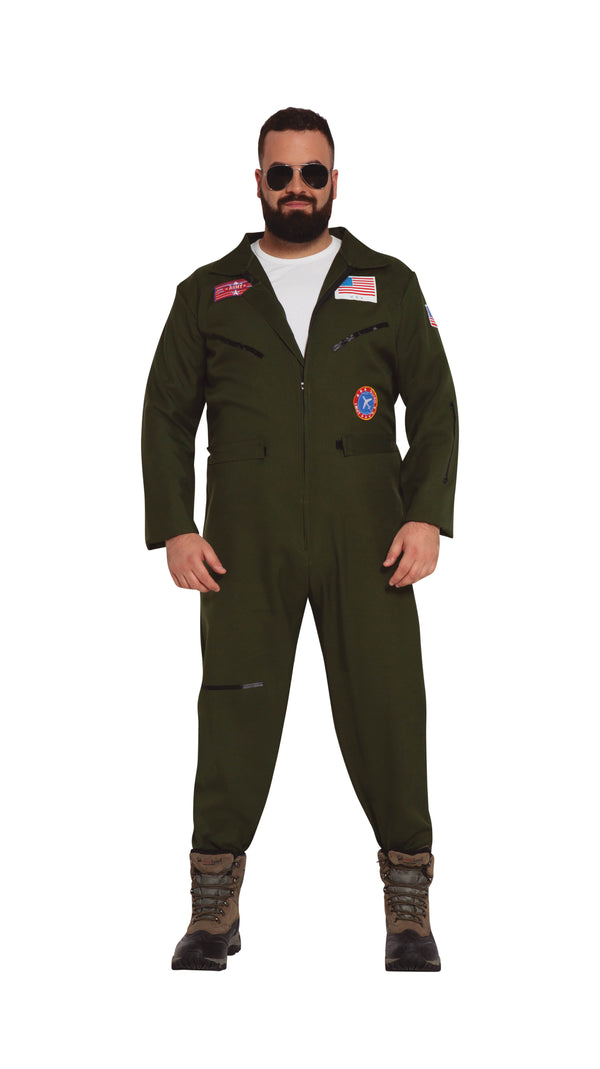 1990s Polyester Top Gun Fighter Pilot Men Costume With Yokes And A Front Zipper