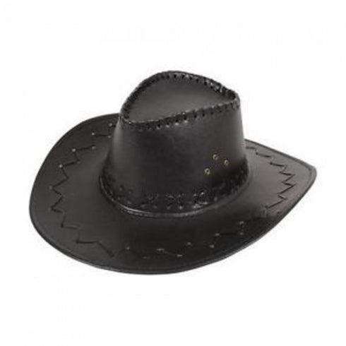 Cowboy Hat Black Leather Look
