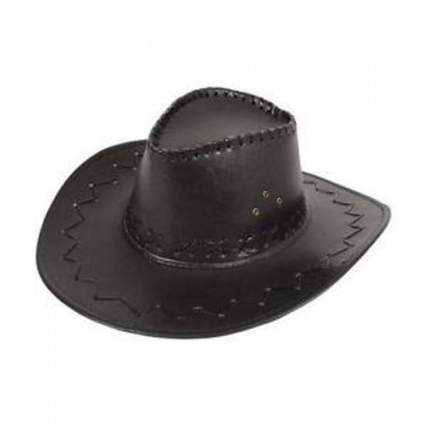 Cowboy Hat Black Leather Look