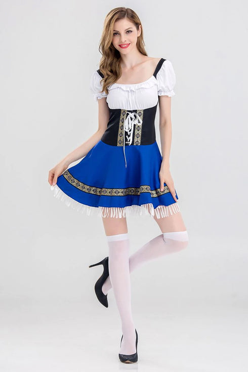 Blue Bandage Tasel Bavarian Beer Girl Oktoberfest Costume