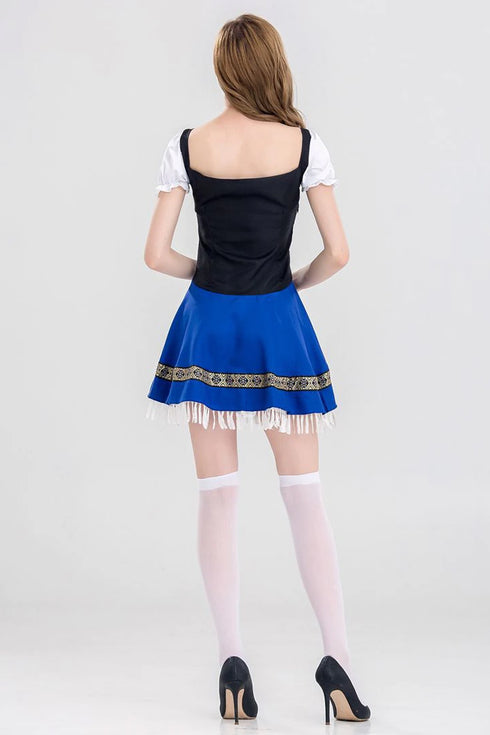 Blue Bandage Tasel Bavarian Beer Girl Oktoberfest Costume