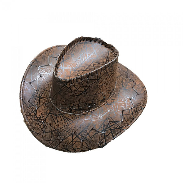 Cowboy Hat Brown Leather Look
