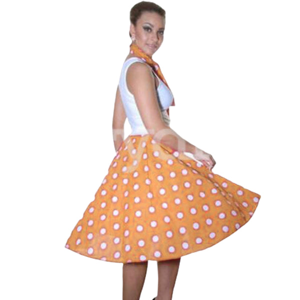 1950s Polka Dot Spotty Poodle Skirt (Orange/White)