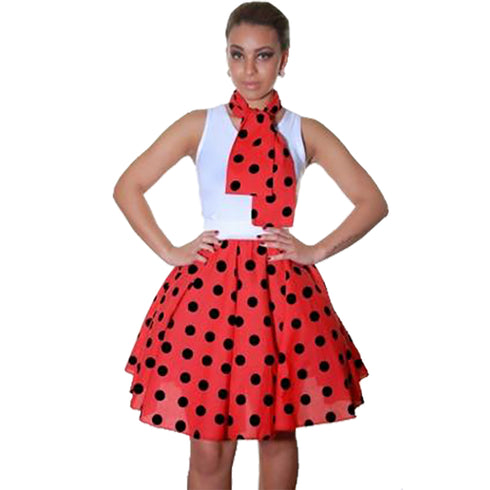 1950s Polka Dot Spotty Poodle Skirt (Red/Black)