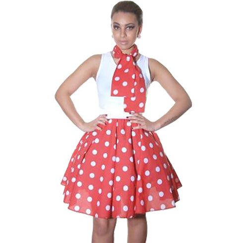 1950s Polka Dot Spotty Poodle Skirt (Red/White)