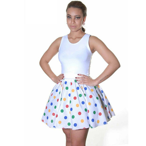 1950s Polka Dot Spotty Poodle Skirt (White/Multi)