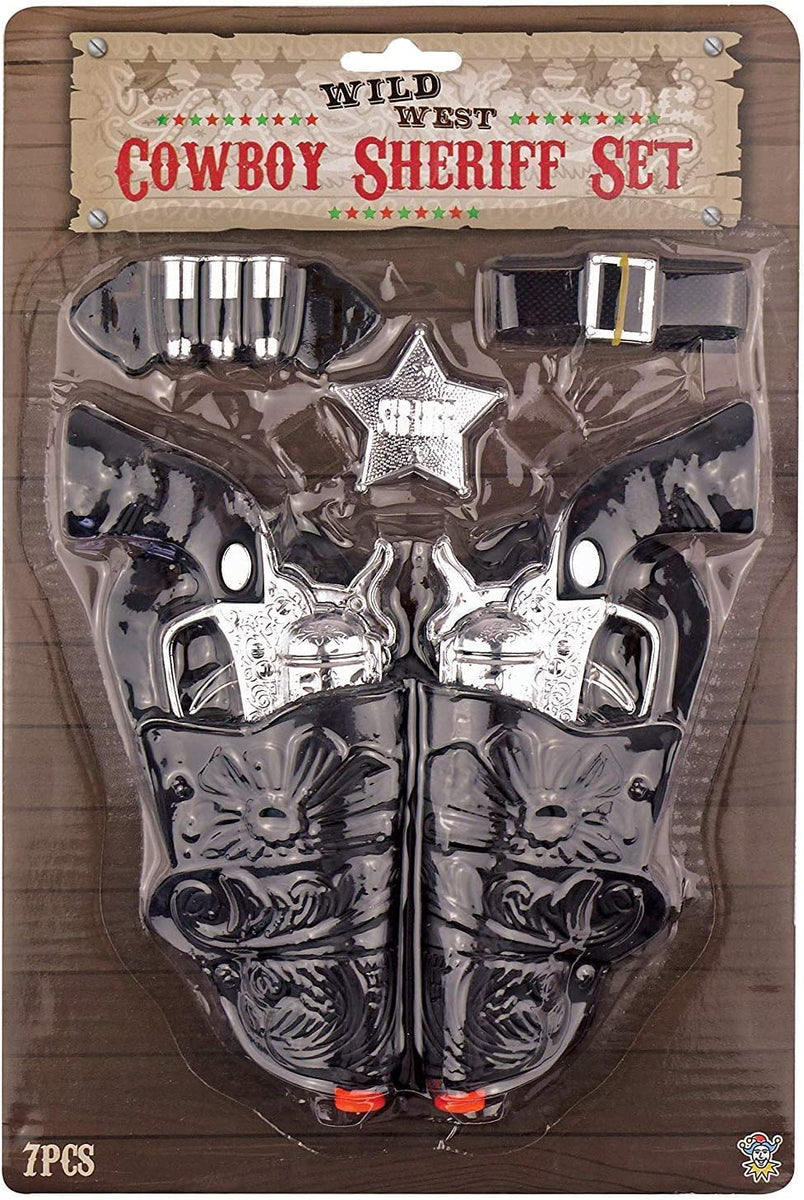 Wild West Cowboy Sheriff Twin Gun Dress Up Full Set Belt Holster - Foto 12