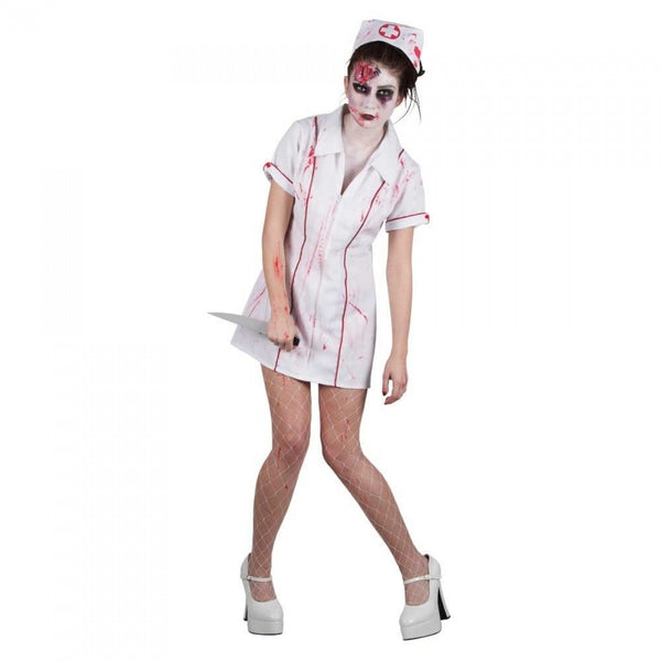 Zombie Nurse Costume White with Dress & Headpiece