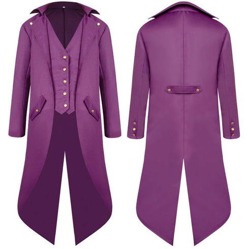 Long Vintage Tailcoat Tuxedo Jacket -Purple