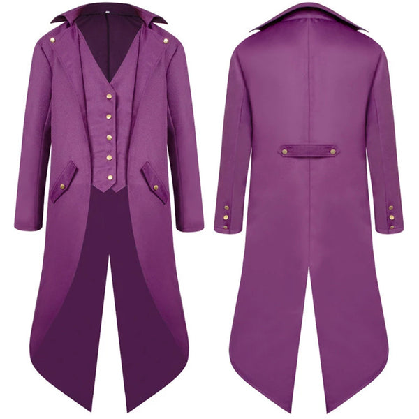 Long Vintage Tailcoat Tuxedo Jacket -Purple