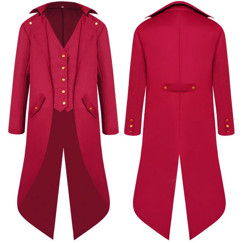Long Vintage Tailcoat Tuxedo Jacket -Red