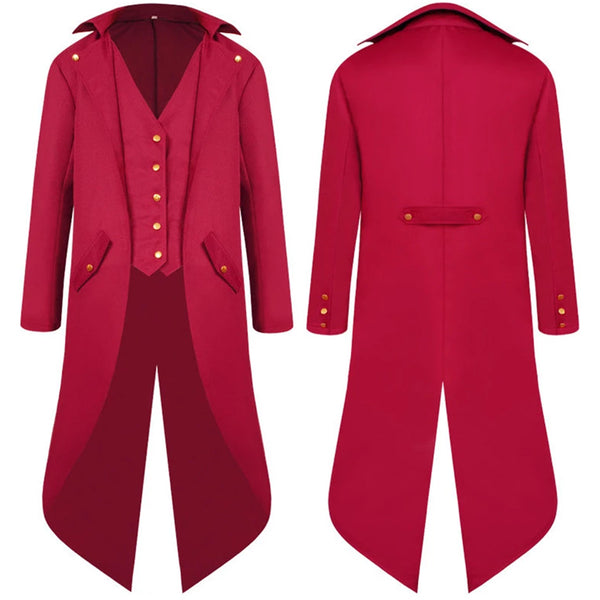 Long Vintage Tailcoat Tuxedo Jacket -Red
