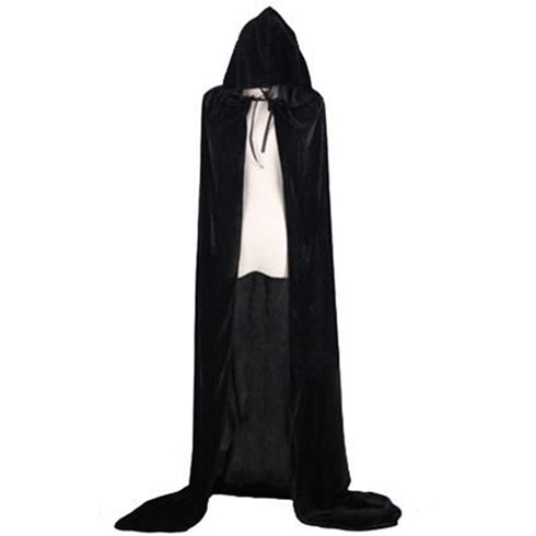 Long Velvet Hooded Cape -Black