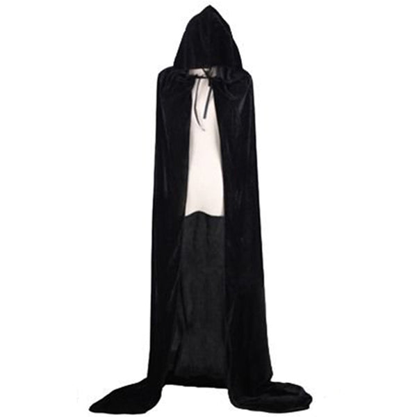 Long Velvet Hooded Cape -Black