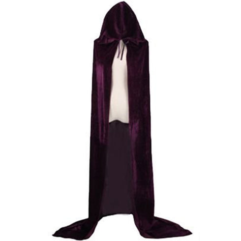 Long Velvet Hooded Cape -Purple