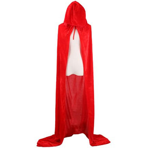Long Velvet Hooded Cape -Red